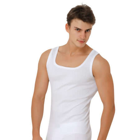 1641 Men’s Single Jersey Square Collar Athlete White